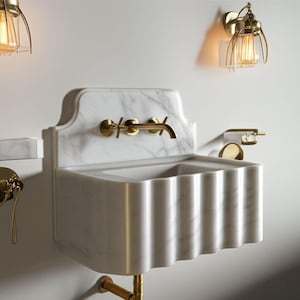 Handcrafted Carrara Marble Fluted Vessel Sink: Timeless Elegance and Radiance for Your Bathroom