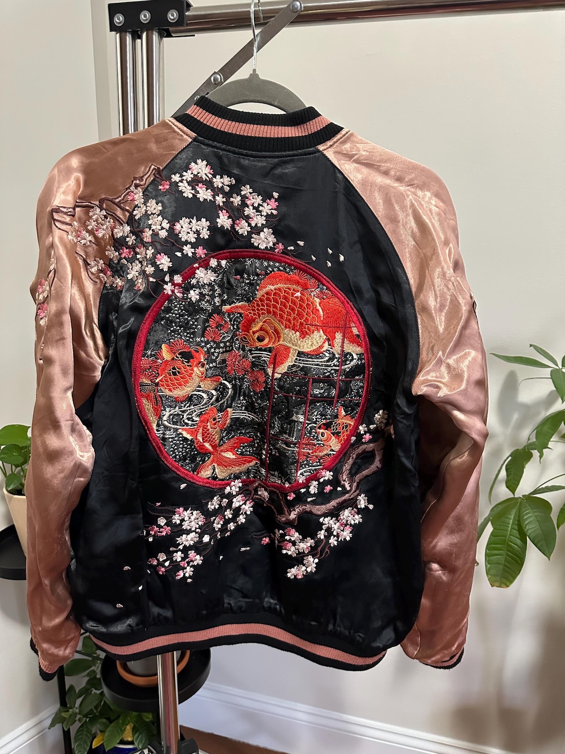 Cross Guild Jacket Vintage Japanese Sukajan Jacket | Reversible Goldfish & Cherry Blossom ...