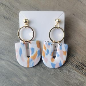 Handmade Clay Dangle Earrings: Lightweight Polymer Clay, Gold Plated