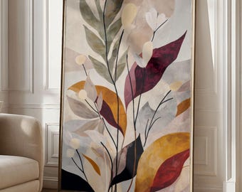 Neutral botanisk väggkonsttryck, minimalistisk växtillustration