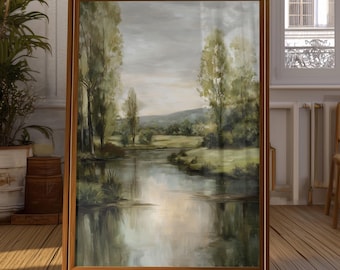 Lugn flodkonstposter | Impressionistiskt landsbygdstryck