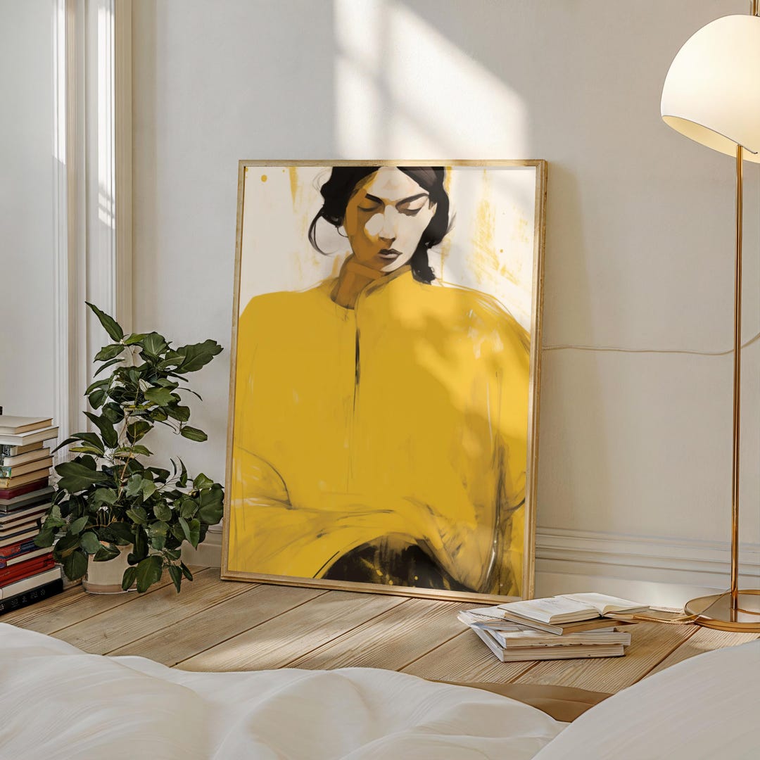 Mustard Yellow Portrait Print | Modern Feminine Wall Poster ...