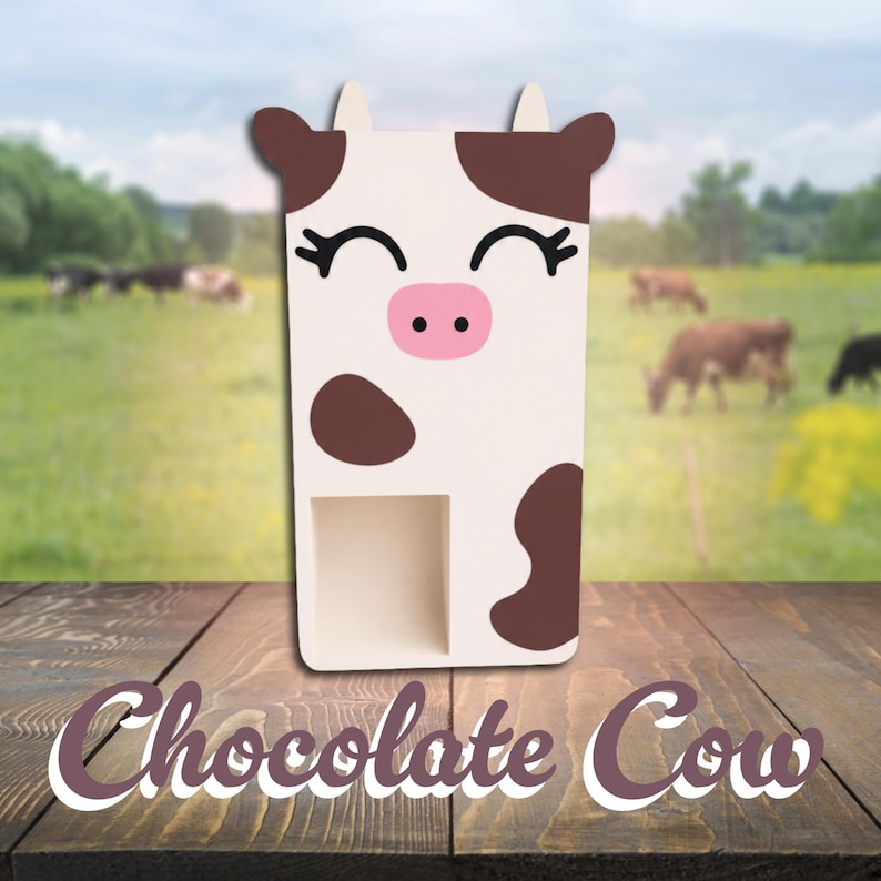Torre de dados de vaca / Compañero de mesa compacto impreso en 3D Chocolate Cow