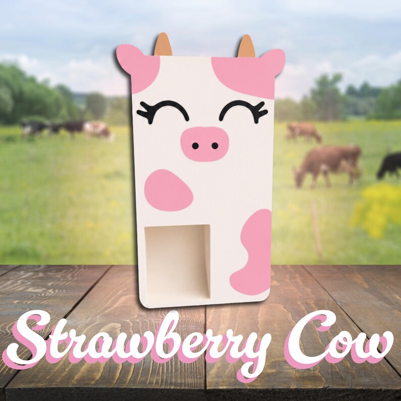 Torre de dados de vaca / Compañero de mesa compacto impreso en 3D Strawberry Cow