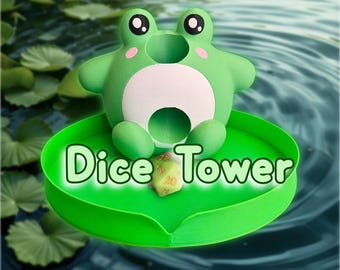 Torre de dados de rana / Adorable rana de mesa impresa en 3D sobre un nenúfar