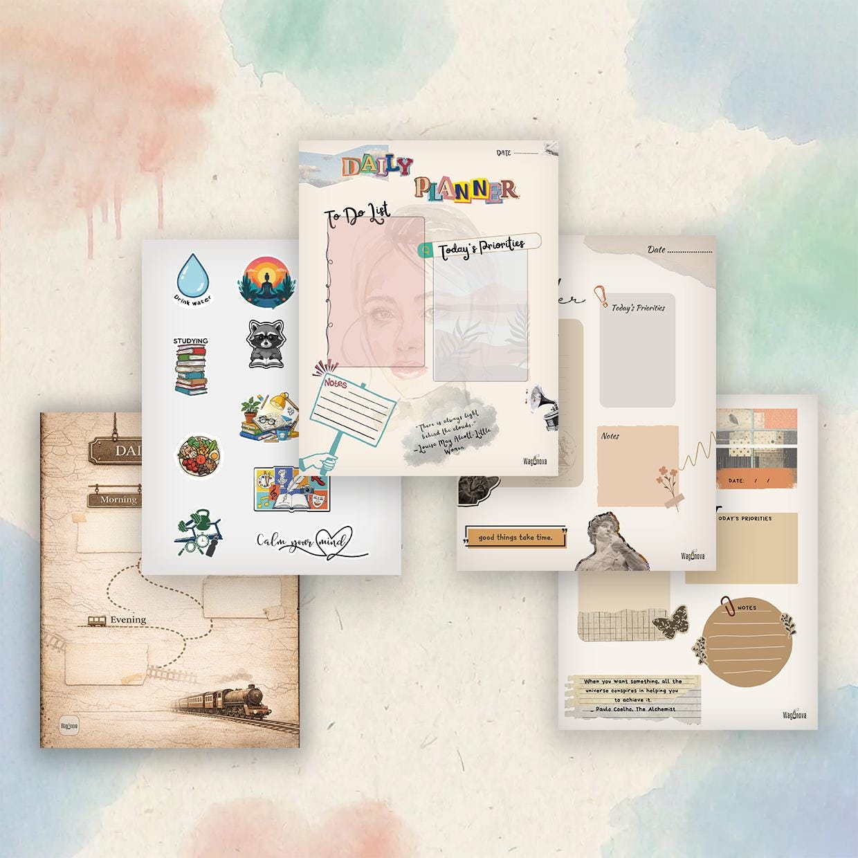 Collage Daily Planner Series: Habit Tracker, Sticker Pack, Digital ...