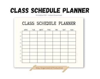 Class Schedule Printable PDF | Student Timetable Planner | Weekly Class Schedule | College & University Planner | A4 Instant Download
