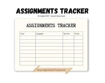 Assignment Tracker Printable PDF | Student Assignment Planner | Homework & Project Tracker | College Study Organizer | A4 Instant Download