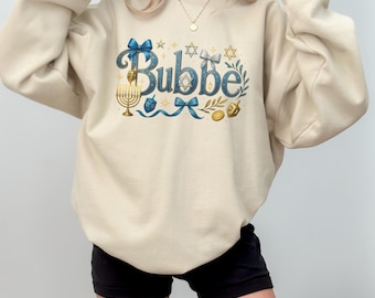 Bubbe Chanoeka-sweatshirt, joods omacadeau: personaliseer met de namen van de kleinkinderen