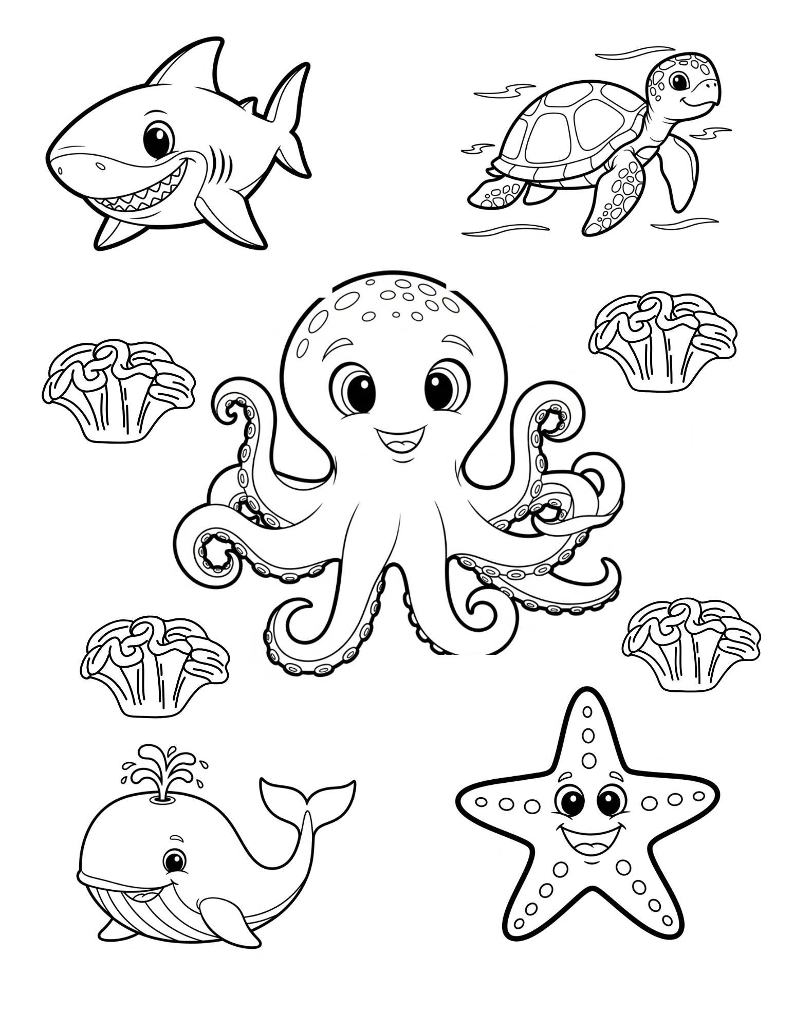 Ocean Animals Coloring Pages for Kids | Sea Life Printable (PDF) - Etsy
