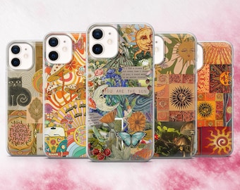 Hippie Handytasche Whimsical Groovy Cover für iPhone 17, 16, 15, 14, 13, 12 Samsung S25, S24, A56, A16 Pixel 10Pro XL, 9Pro, 8A, 7A