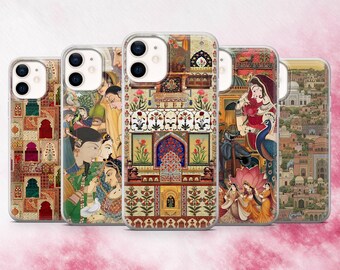 Mughal Phone Case Miniature Art Indian Hindu Cover for iPhone 17, 16, 15, 14, 13, 12 Samsung S25, S24, A56, A16 Pixel 10Pro XL, 9Pro, 8A 7A