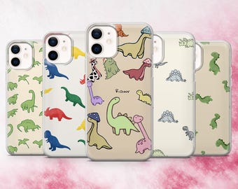 Dinosaur Phone Case Cartoon Dino Cover for iPhone 17, 16, 15, 14, 13, 12 Samsung S25, S24, A56, A16 Pixel 10Pro XL, 9Pro 8A