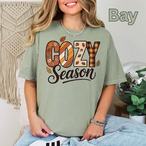 Comfort Colors® Cozy Season Shirt, Fall Season T-Shirt, Autumn Cozy Shirt, Cute Cozy Season T-Shirt, Floral Cozy Seaon Tee, Girl Fall Shirt