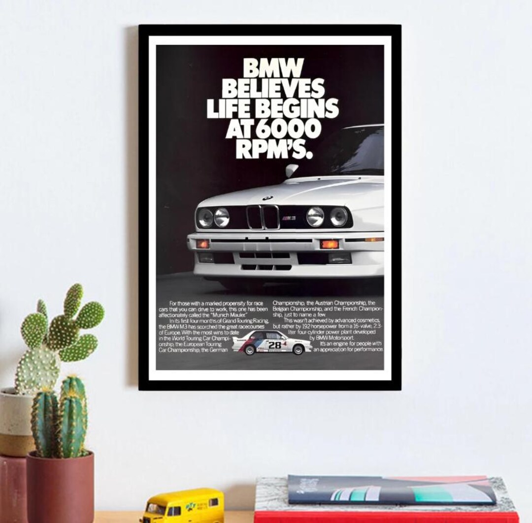 BMW Car Poster | Vintage BMW M3 Motorsport Print - Etsy