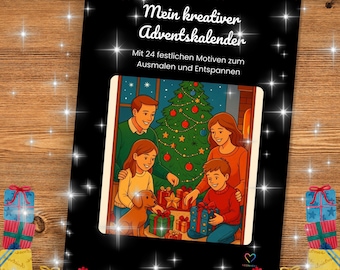 Mijn creatieve adventskalender – Digitaal kleurboek met 24 feestelijke ontwerpen | PDF-download voor ontspanning en kleuren