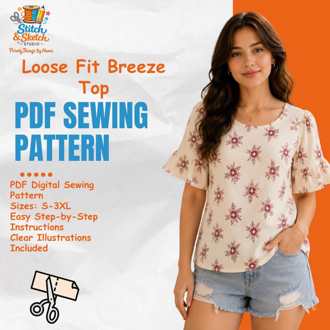 Minimalist Summer Blouse Sewing Pattern PDF | Loose Fit Breeze Top ...