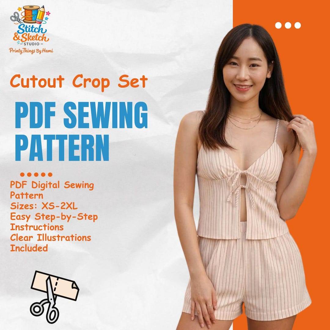 Linen Pajama Sewing Pattern PDF, Sleeveless Top and Shorts Set, Women's ...