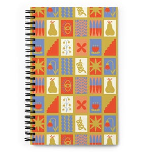 Eclectic Spiral Notebook - Icons Pattern - by Nia OA Design