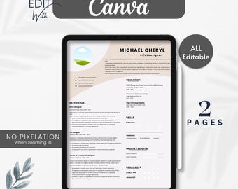 Plantilla de currículum para diseñador de UI/UX / CV de portafolio moderno / Carta de presentación editable