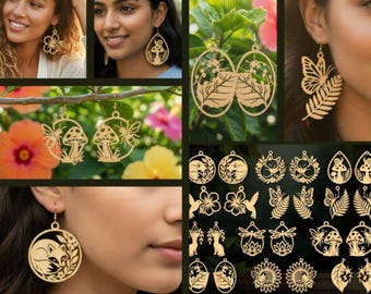 Cottagecore Earring SVG Bundle | Botanical Mushroom Fox Butterfly (Digital Files)