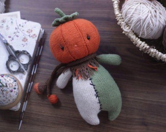 Patrón de muñeca de calabaza tejida a mano – Tutorial de juguete de peluche rústico cosido (Descarga en PDF)