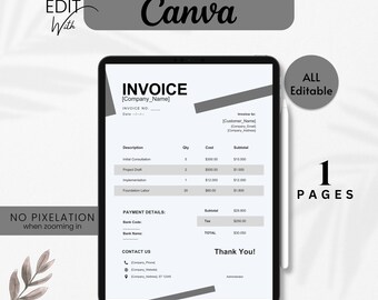 Plantilla moderna de facturación para autónomos y pequeñas empresas / Diseño limpio y editable