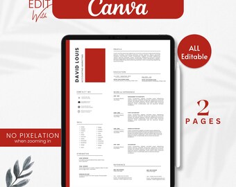Plantilla de CV profesional/CV corporativo y carta de presentación editable, descarga digital