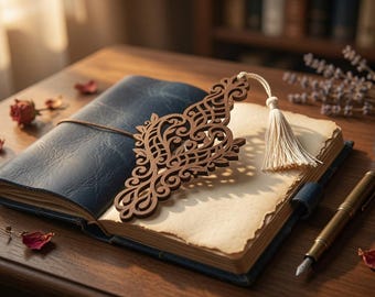 Ornate Filigree Laser Cut Bookmark SVG – Floral Wood Pattern (Digital Download)