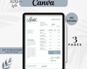 Plantilla de factura editable / Diseño empresarial limpio, descarga digital