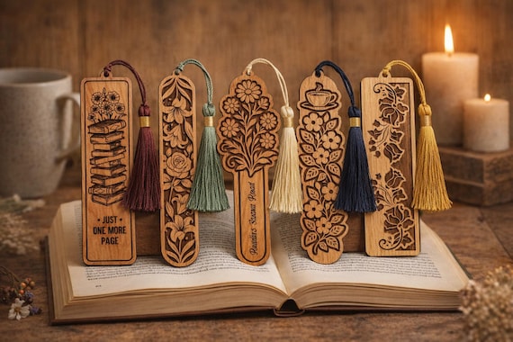 Wooden Bookmark SVG Bundle | Laser Cut Floral Nature Designs (Digital Download)