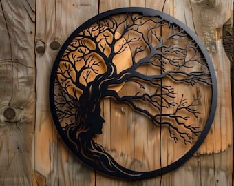 Tree of Life Woman Face SVG | Botanical Layered Wood Art (Digital Download)