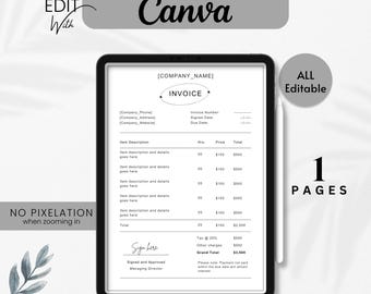 Plantilla de facturación sencilla de una página para autónomos y pequeñas empresas / Documento editable y claro