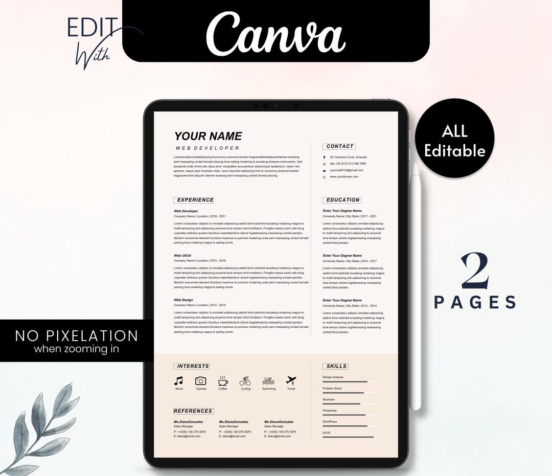 Web Developer Resume Template | Clean Tech CV | Modern Coding Resume ...