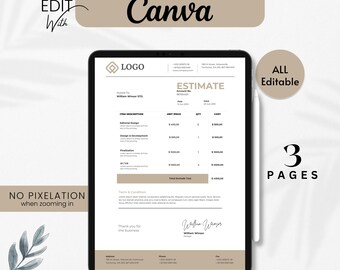 Plantilla de factura editable / Formularios comerciales minimalistas (descarga digital)