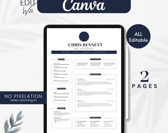 Plantilla de CV elegante con carta de presentación / Diseño de CV profesional Descarga digital