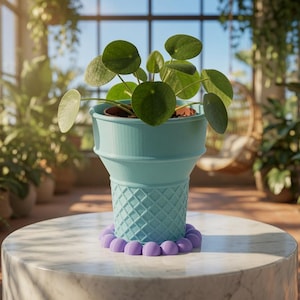 Ice Cream Cone Planter, Waffle Texture Succulent Pot (STL Files)