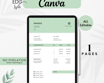 Plantilla de facturación creativa para fotógrafos y profesionales de servicios / Diseño limpio y editable