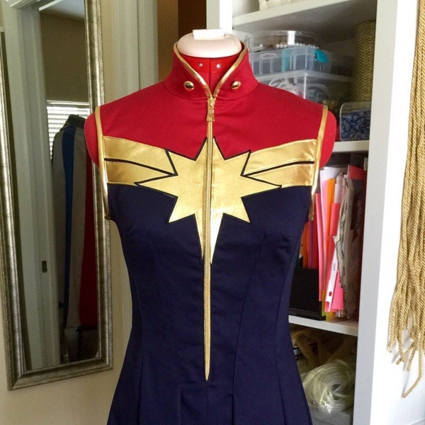 Captain Marvel Superhero Dress Costume. Cosplay,Custom made