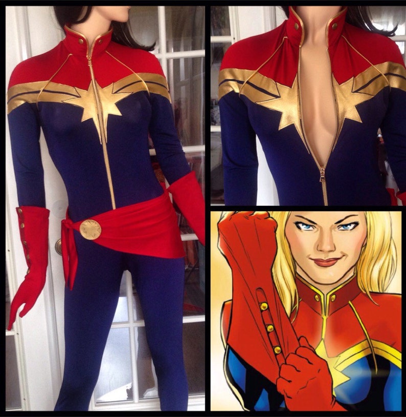 Captain Marvel Superhero Costume. Cosplaycustom Made Etsy