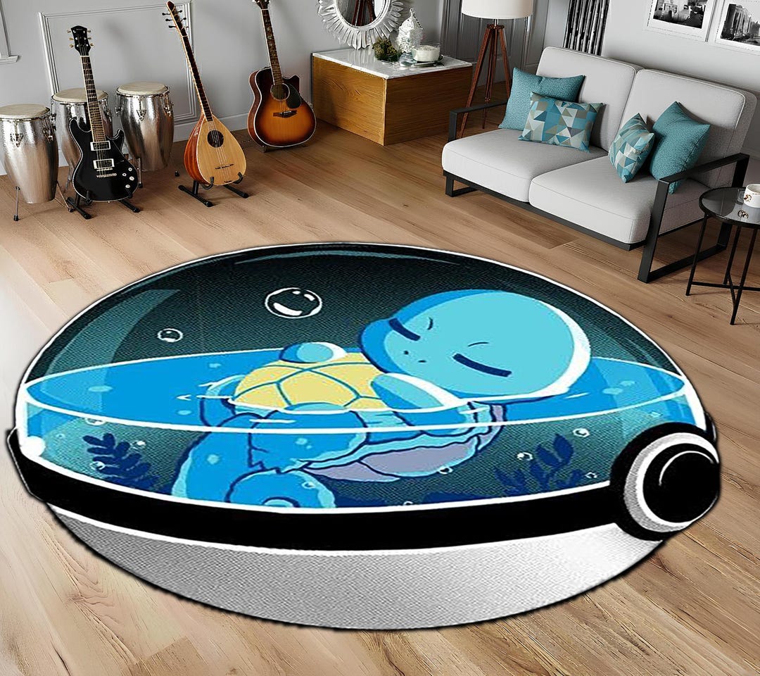 Animal Abyss Rug Sleeping Water Turtle Abyss Round Area Rug, 3D Anime Ball Optical ...