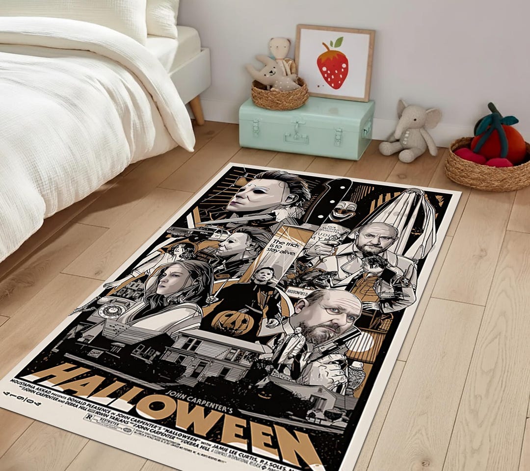 Scenecore Rugs Cinema Horror Legend Collage Area Rug, Home Theater Area Rug, Retro ...