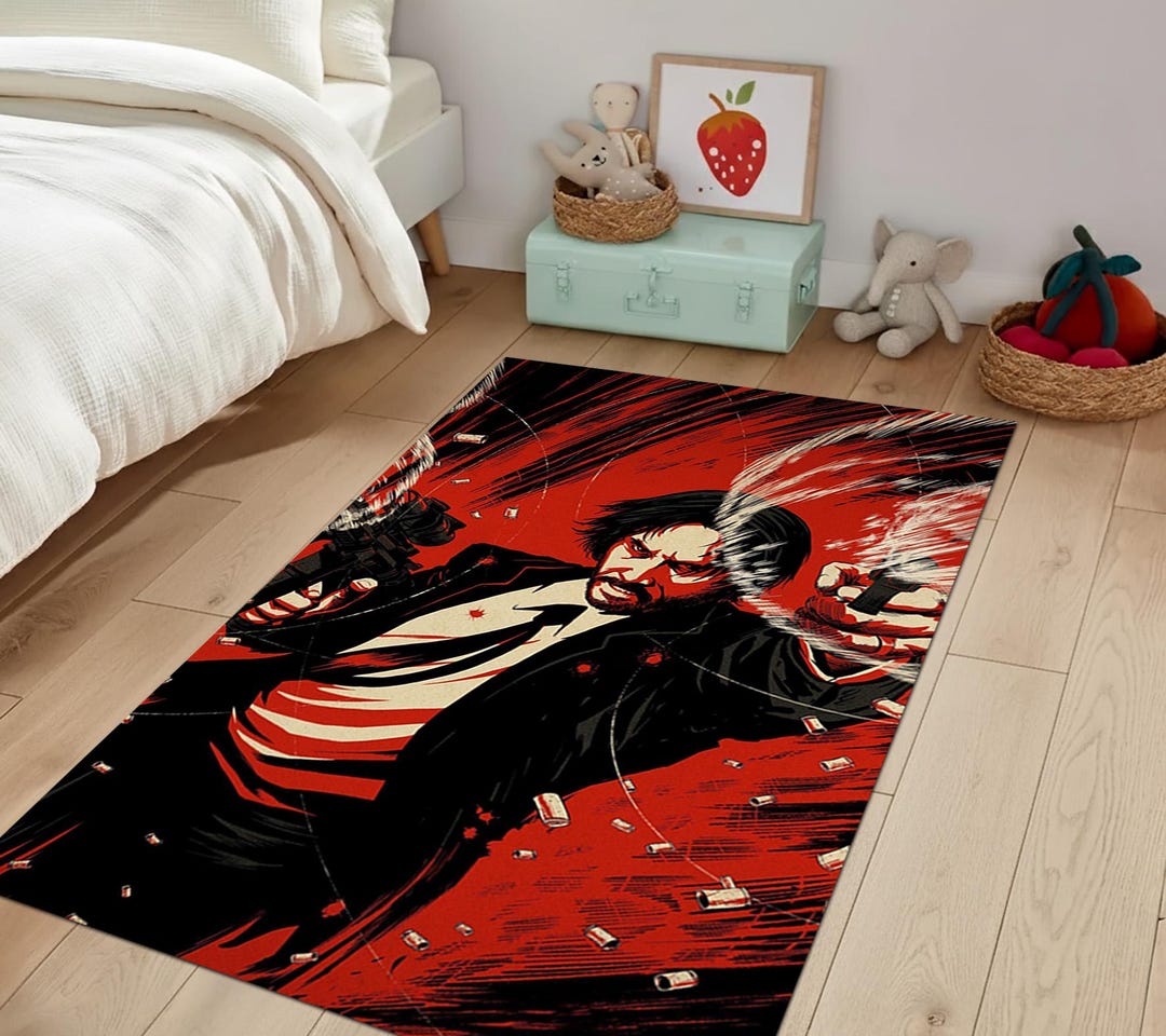 Action Legend Bullet Storm Area Rug, Gaming Room Area Rug, Red and ...