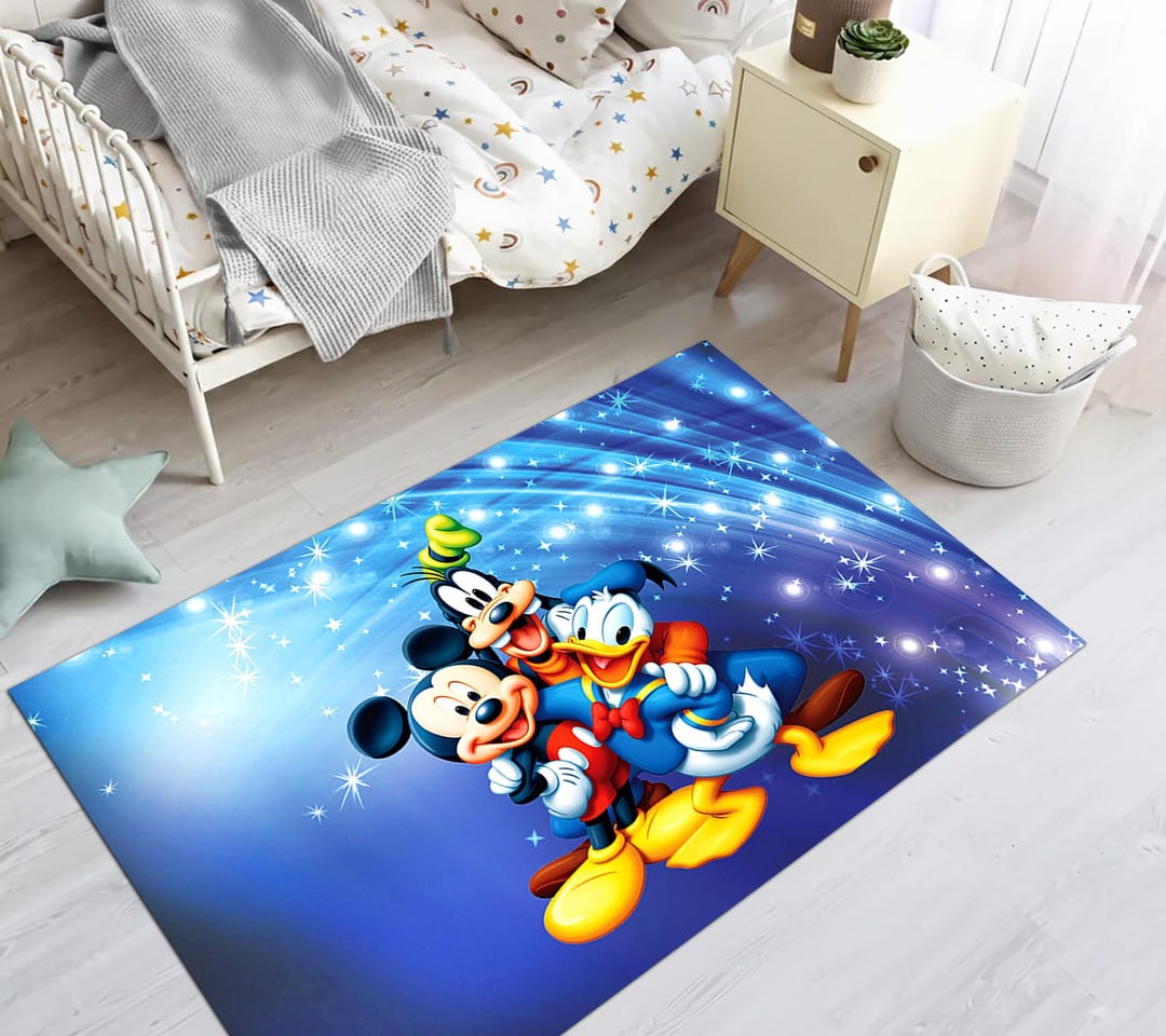 Friends Rug On Set Magic Friends Rug, Starry Night Mat, Blue Nursery Rug, Cartoon Trio ...