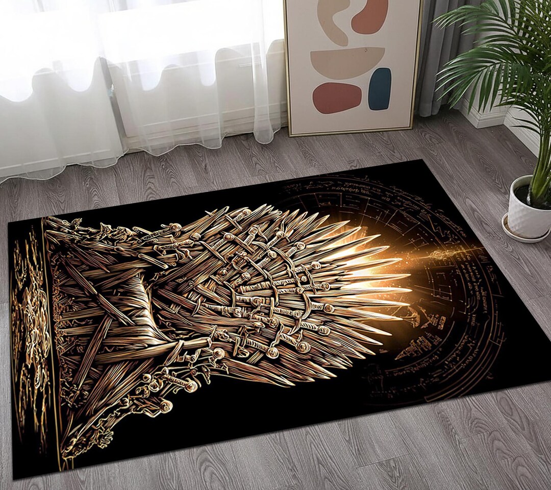 Epic Rug Epic Iron Throne Area Rug, Sword Kingdom Fantasy Floor Mat, Medieval ...