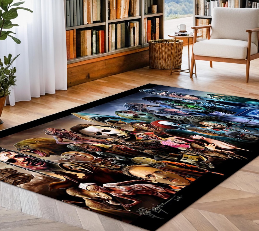 Horror Movie Rug,villain Collage Mat,slasher Floor Rug,spooky Character ...