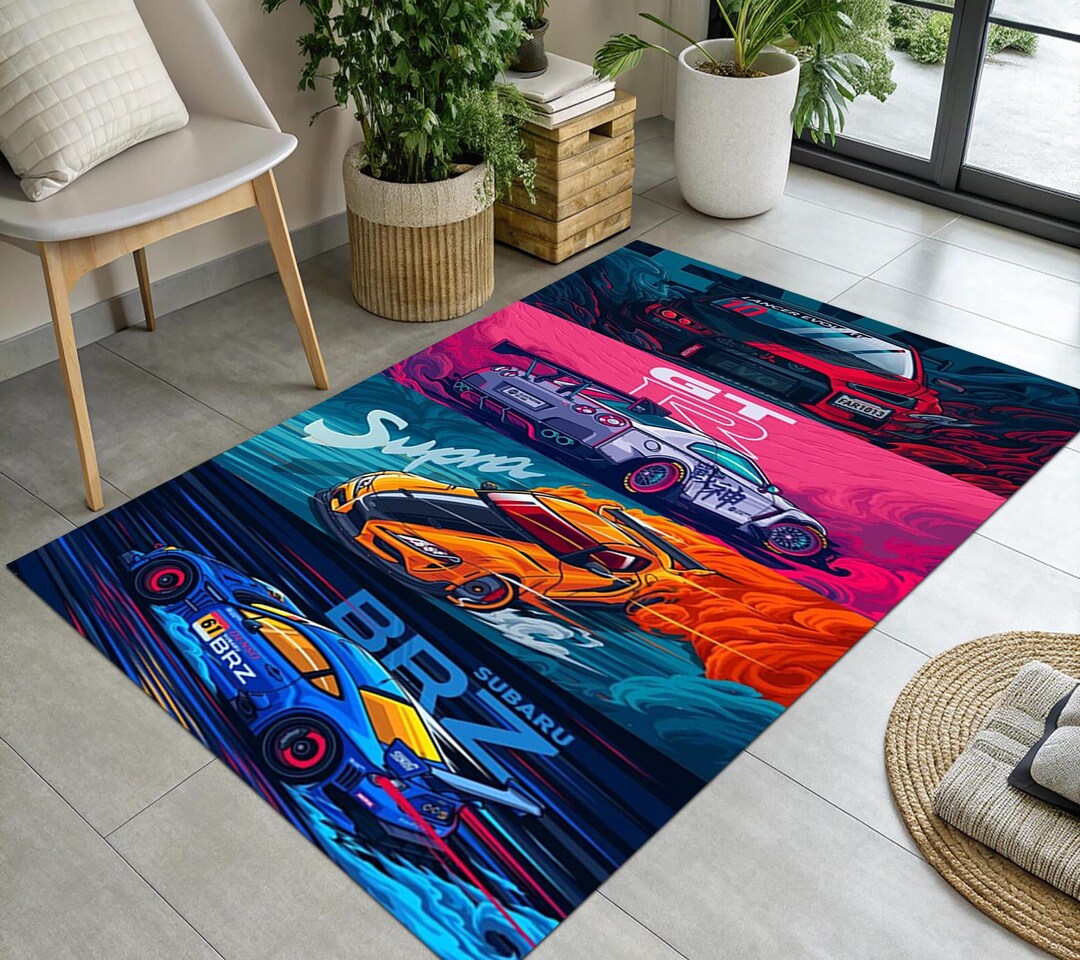 JDM Car Culture Rug, Japanese Sports Car, Teen Room Decor - Etsy