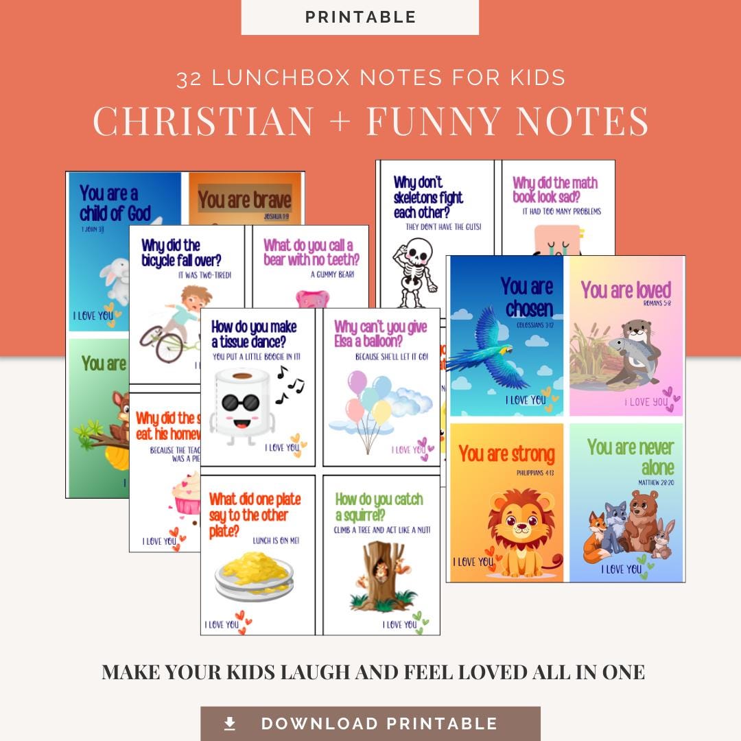 Christian + Funny Lunchbox Notes for Kids | Bundle | Bible Verse ...