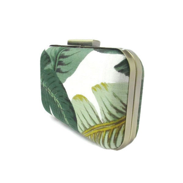 palm leaf clutch, palm print, tropical print, beverly hills hotel, destination wedding, tropical wedding, martinique print, palm leaf trend
