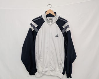 Vintage Y2K Adidas Men's Size XXL Black & White Track Jacket Zip